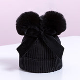 Baby Hat With Double Ball Bow