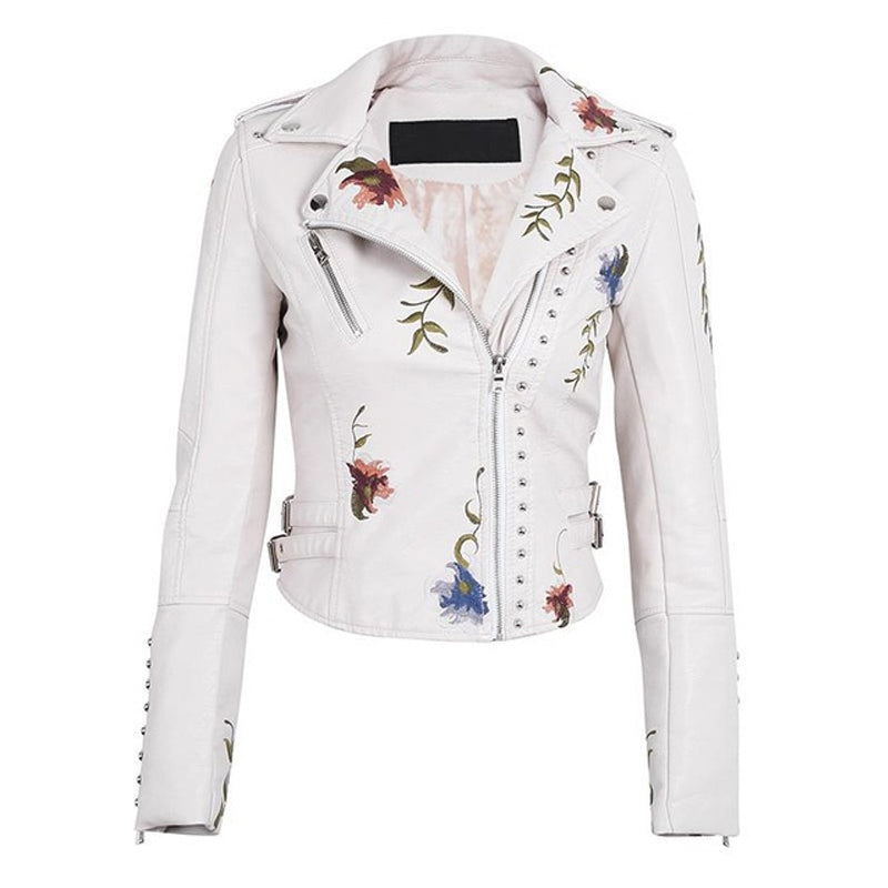 Fashion Floral Leather Jacket