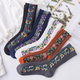 Vintage Floral Style Cotton Crew Socks