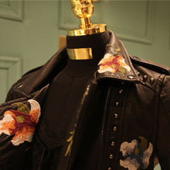 Fashion Floral Leather Jacket