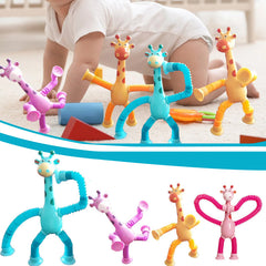 Telescopic suction cup giraffe toy