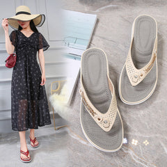 Metal Buckle Beach Flip Flops