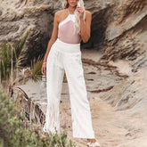 Fresh Air Linen Blend Pocketed Smocked Pants