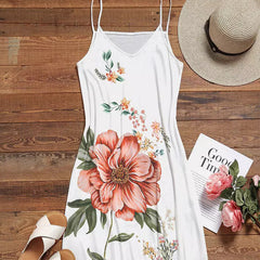 Floral V-Neck Spaghetti Strap Maxi Dress