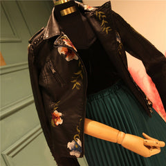 Fashion Floral Leather Jacket