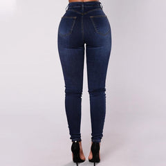 Double-breasted Skinny Jeans with High Waist