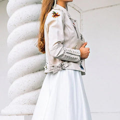 Fashion Floral Leather Jacket