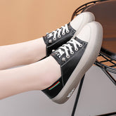 Women's Soft Leather Casual Shoes With Elastic Laces
