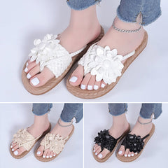 Floral Pattern Beach Flip Flops