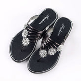 Floral Pattern Cutout Toe Post Flip Flops