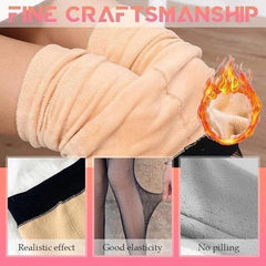 Fake Translucent Warm Plush Lined Elastic Tights