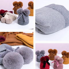 Baby Hat With Double Ball Bow
