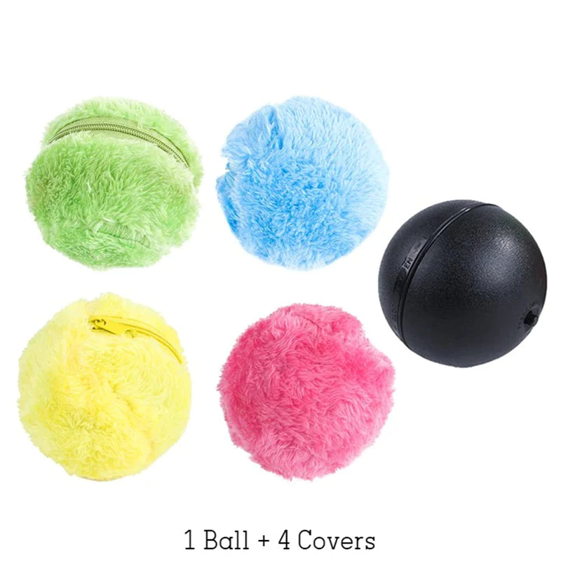 Pet Electric Ball Toy with Plush Cover(4 Colors Included)