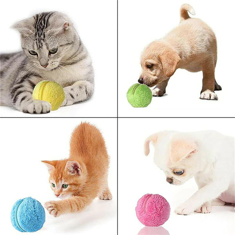 Pet Electric Ball Toy with Plush Cover(4 Colors Included)