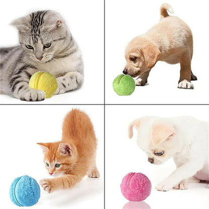 Pet Electric Ball Toy with Plush Cover(4 Colors Included)