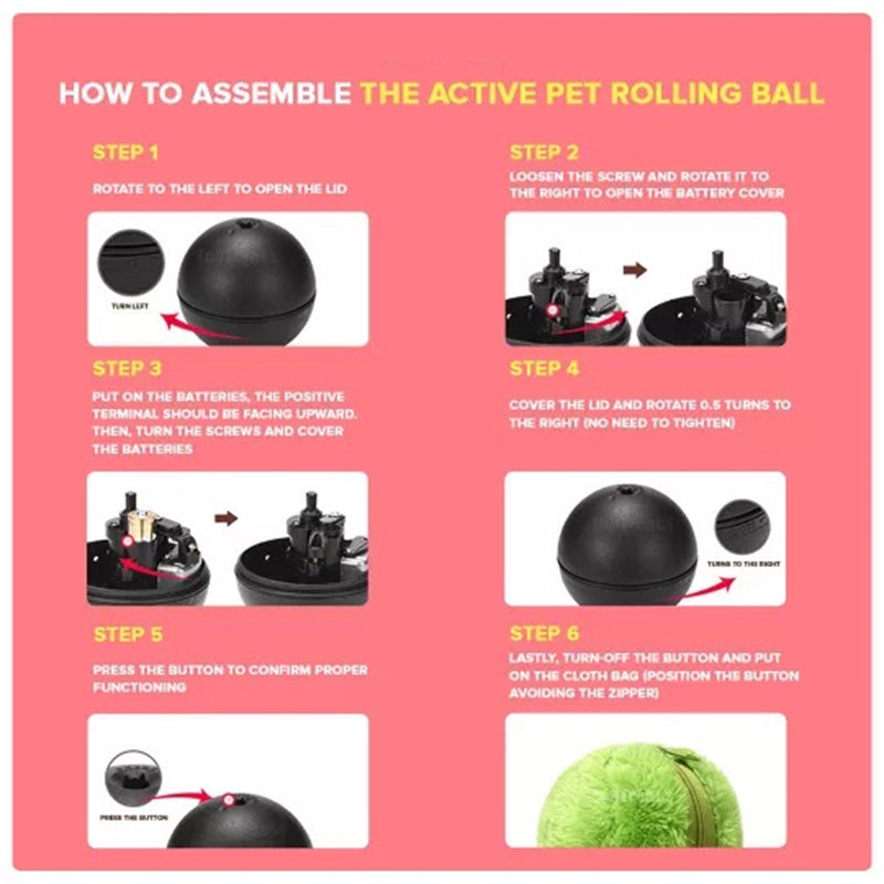 Pet Electric Ball Toy with Plush Cover(4 Colors Included)