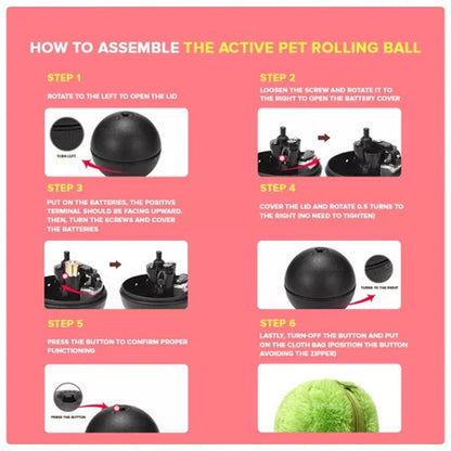 Pet Electric Ball Toy with Plush Cover(4 Colors Included)