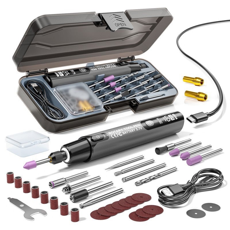 Mini Electric Rotary Tool Set with LED Light & Digital Display