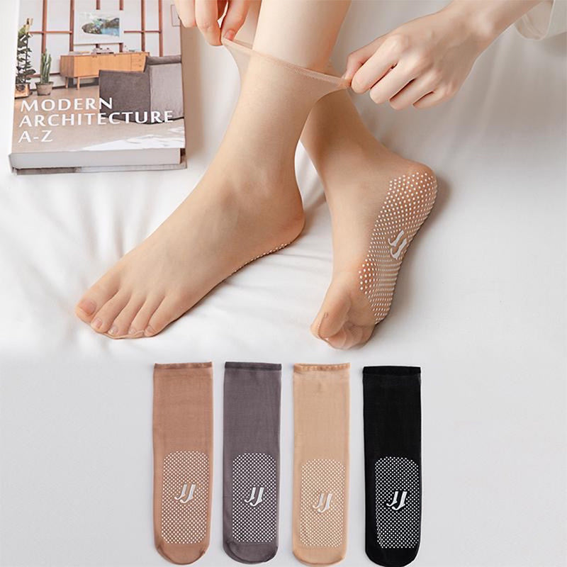 Invisible slip-resistant crystal silk socks