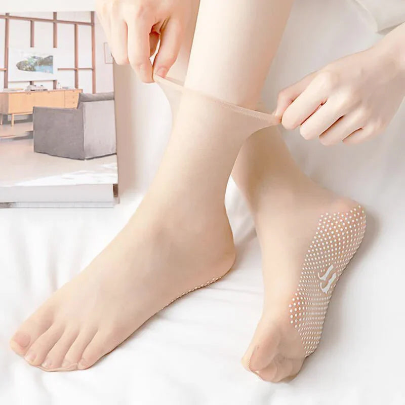 Invisible slip-resistant crystal silk socks