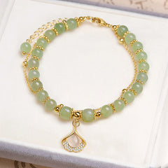 Gold Plated Natural Jade Bracelet