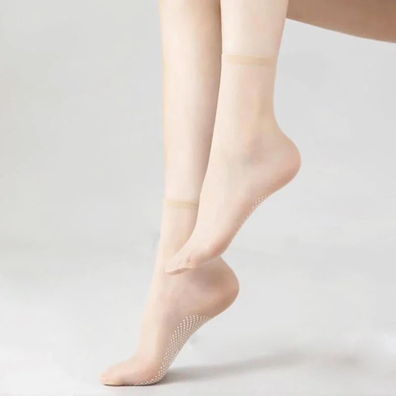 Invisible slip-resistant crystal silk socks
