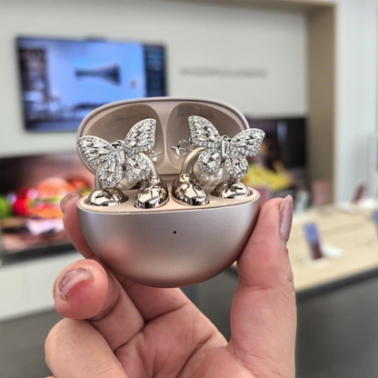 Sparkling Butterfly Bow Clips for Earbuds
