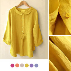 Women's Seven-Sleeve Cotton Linen Shirt