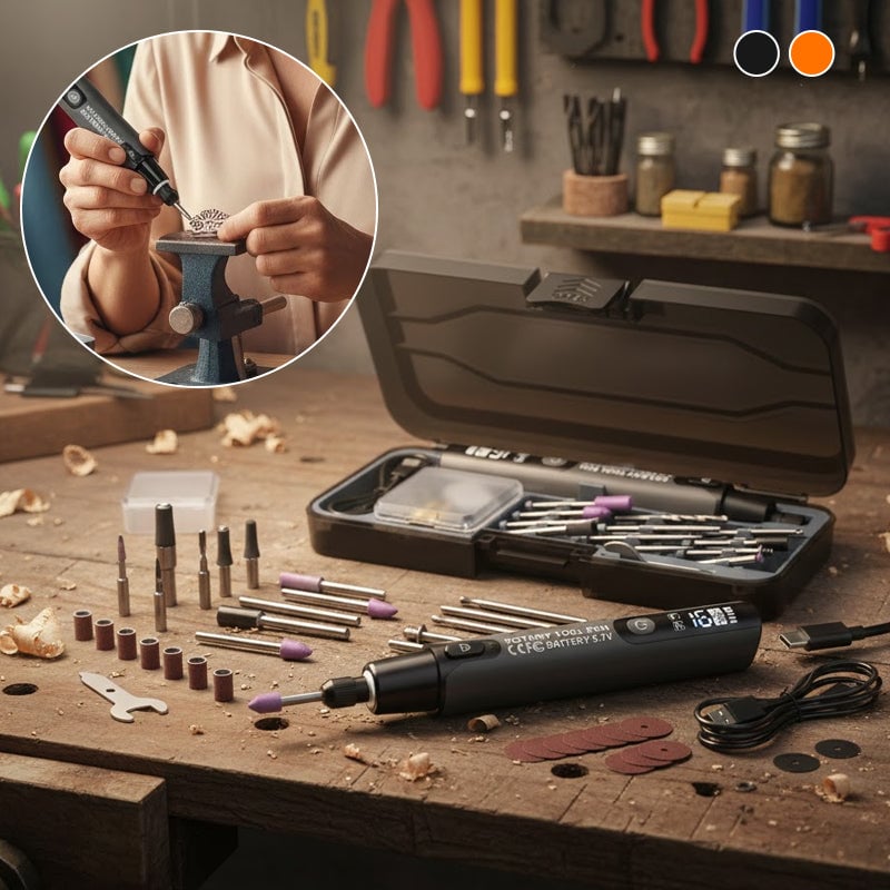 Mini Electric Rotary Tool Set with LED Light & Digital Display