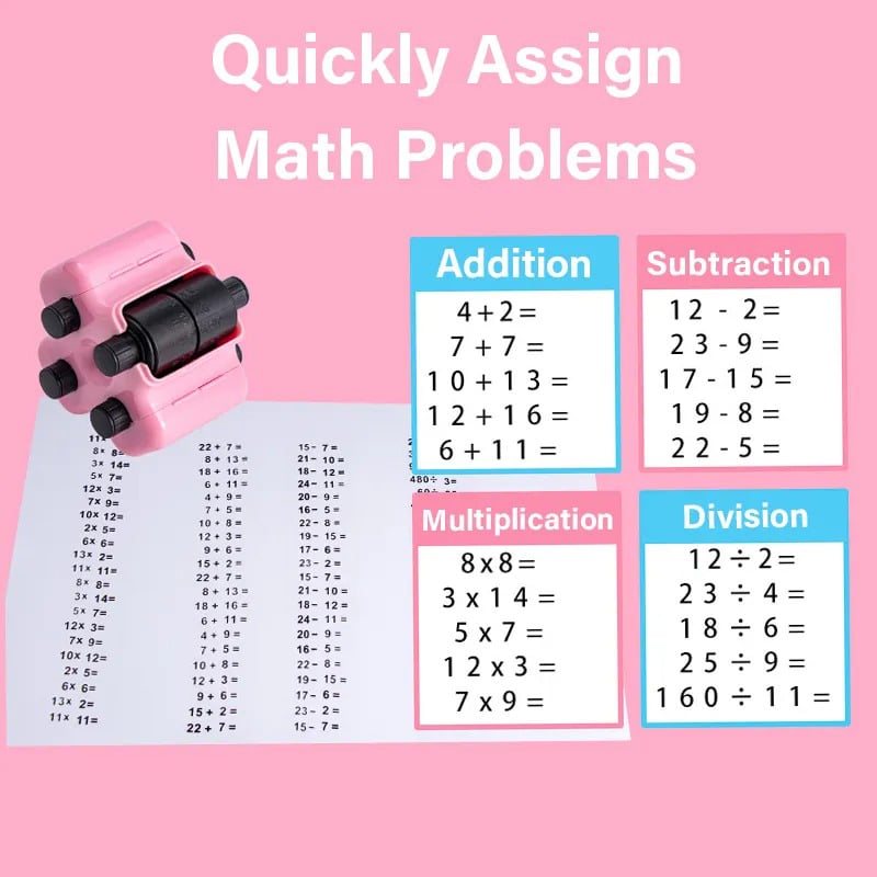 4-in-1 Math Practice Roller Stamp Set