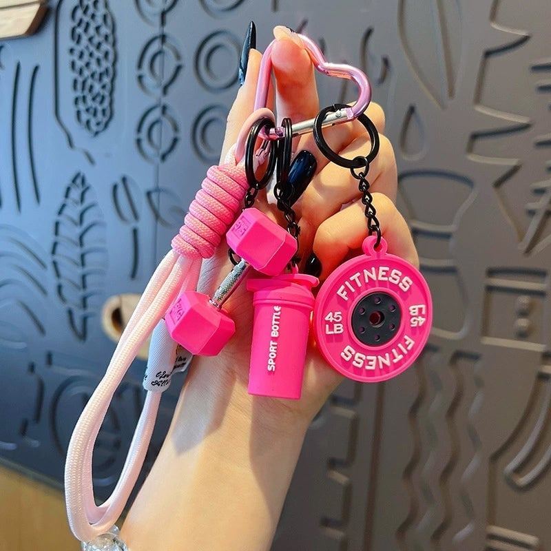 Creative Mini Gym Barbell Plate Keychain