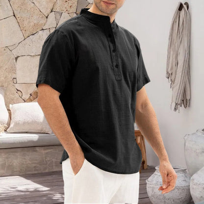 Solid Color Stand Collar Pullover Shirt