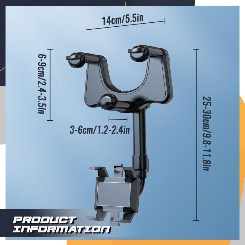 360° Rotating Car Rearview Mirror Phone Holder