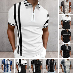 Men's Colorblock Zip Polo Shirt