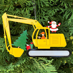 Christmas Excavator Construction Ornament