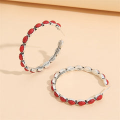 Vintage C-Shaped Turquoise Hoop Earrings
