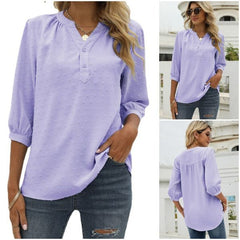 Stand Collar Mid Sleeve Shirt