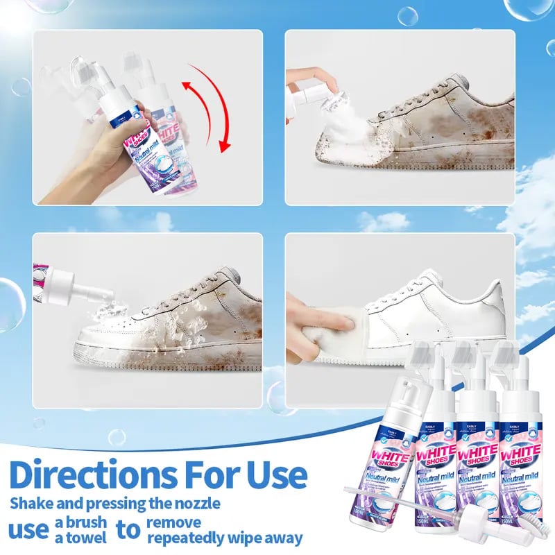 🤍Foam No-Rinse Cleaner — Instantly Brightens & Whitens Shoes