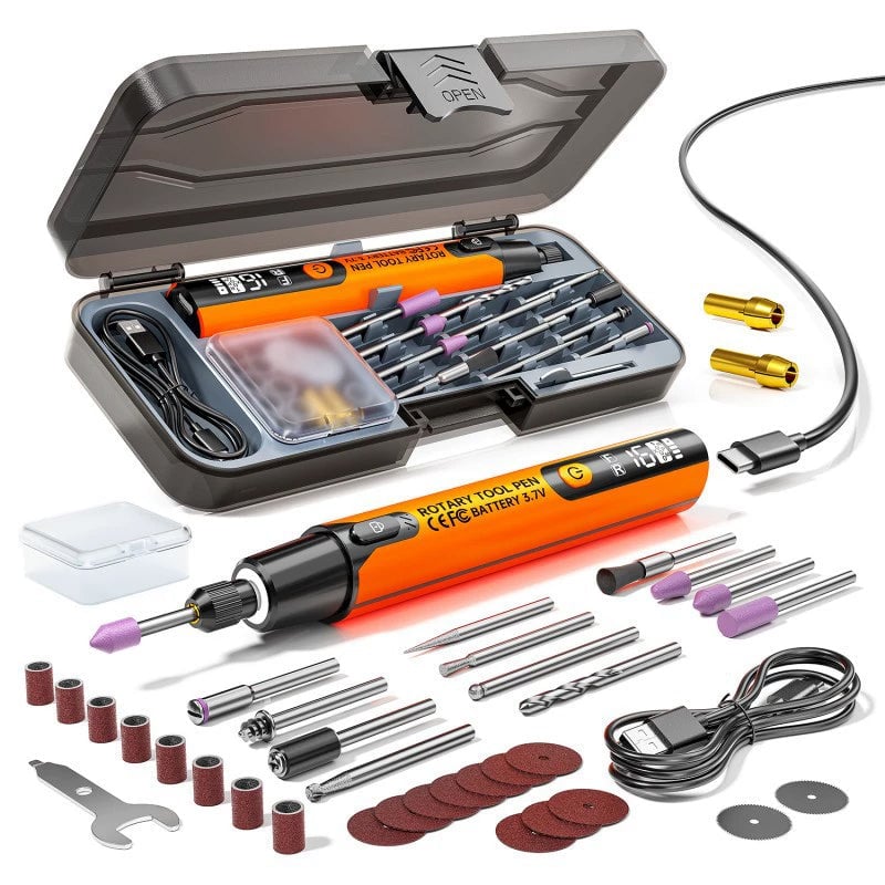 Mini Electric Rotary Tool Set with LED Light & Digital Display