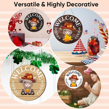 DIY Wooden Christmas Highland Bull Welcome Sign