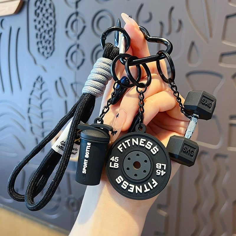 Creative Mini Gym Barbell Plate Keychain