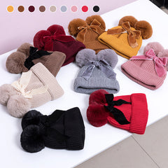 Baby Hat With Double Ball Bow