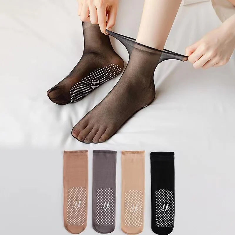 Invisible slip-resistant crystal silk socks