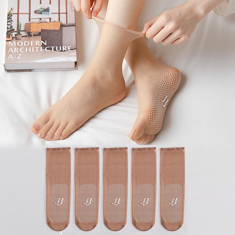 Invisible slip-resistant crystal silk socks
