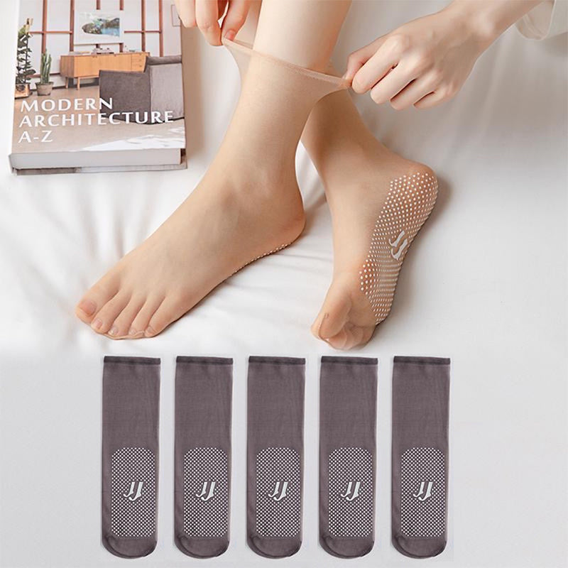 Invisible slip-resistant crystal silk socks