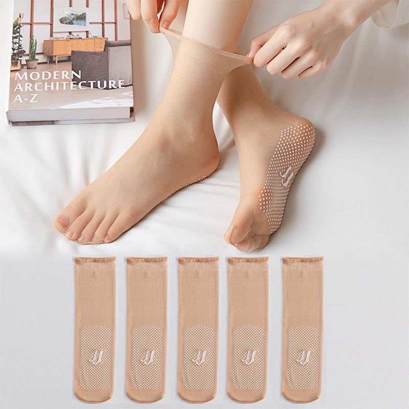 Invisible slip-resistant crystal silk socks